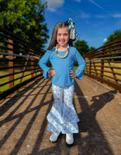Load image into Gallery viewer, Blue Bow Double Bell Bottoms

