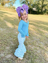 Load image into Gallery viewer, Blue Bow Double Bell Bottoms
