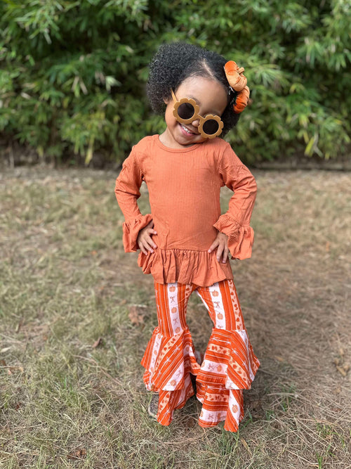 0/3 Months Pumpkin Spice Ruffled Sleeve Top (FINAL SALE)