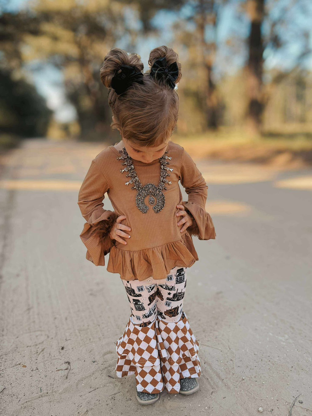 Newborn Coffee Ruffled Sleeve Top (FINAL SALE)