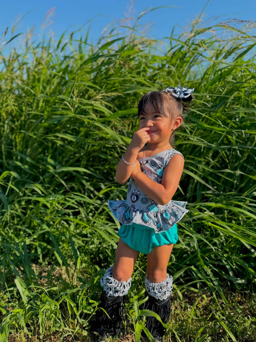 12/18 Months Teal Bloomies  (FINAL SALE)