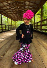 Load image into Gallery viewer, Pink Under Construction Double Bell Bottoms
