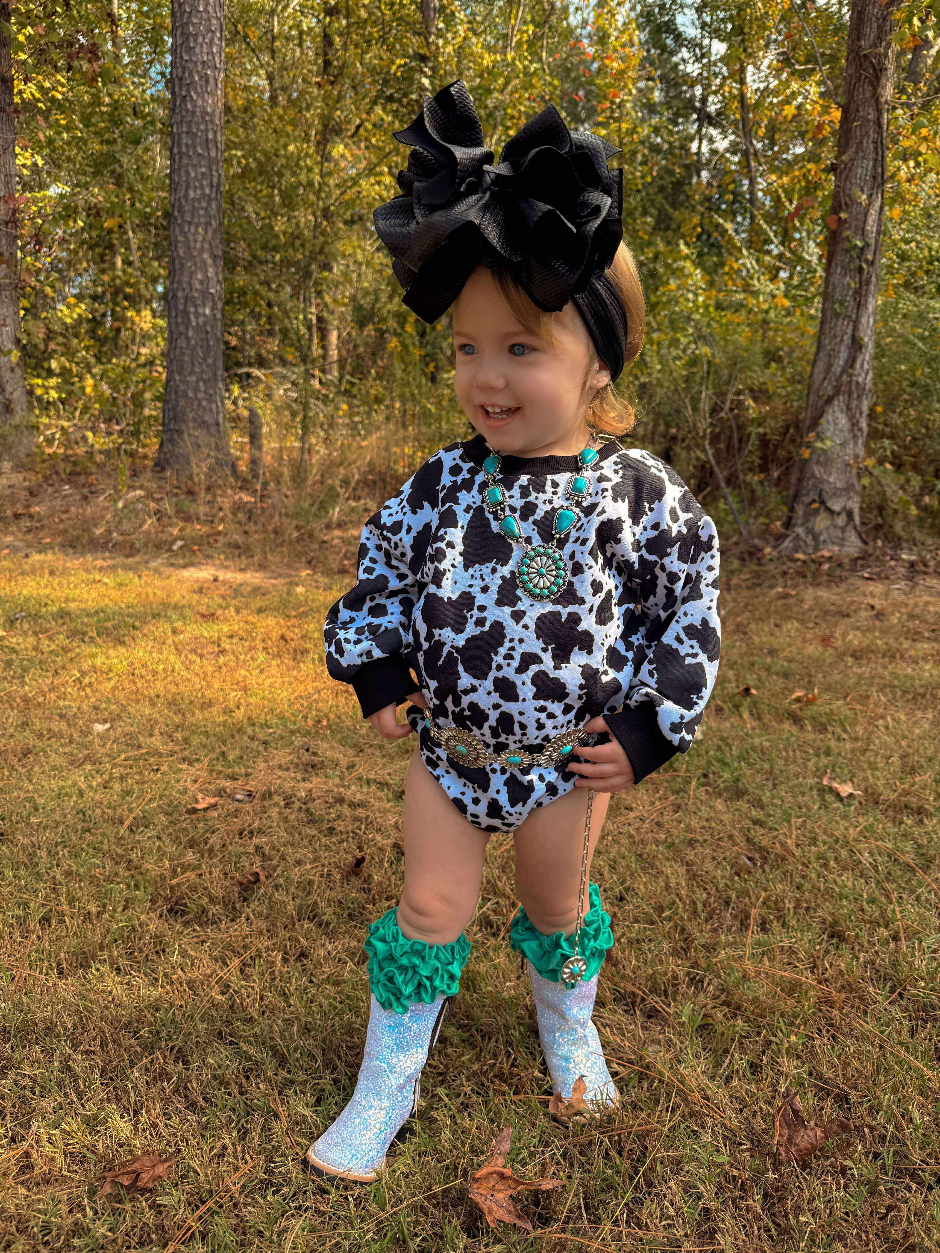 Cow Print Bubble Romper