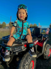 Load image into Gallery viewer, Dirt bike Bamboo Shortie Romper
