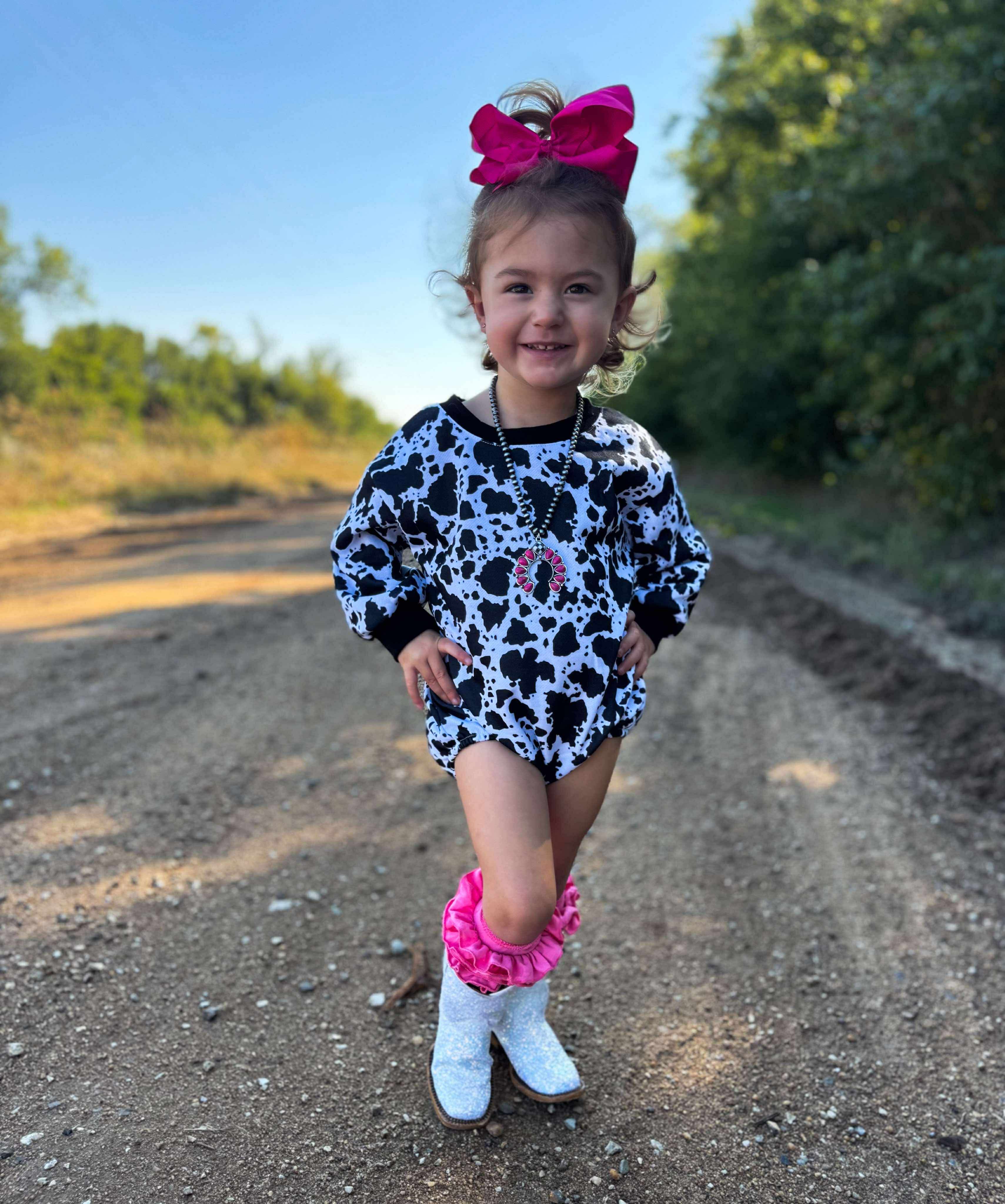 Cow Print Bubble Romper