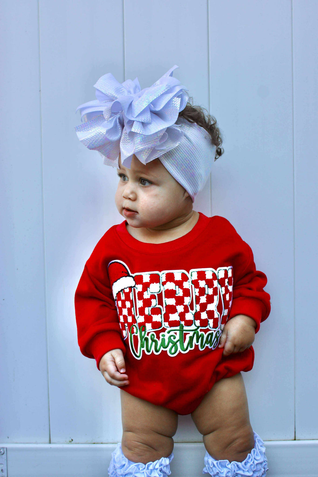 Checkered Merry Christmas Bubble Romper