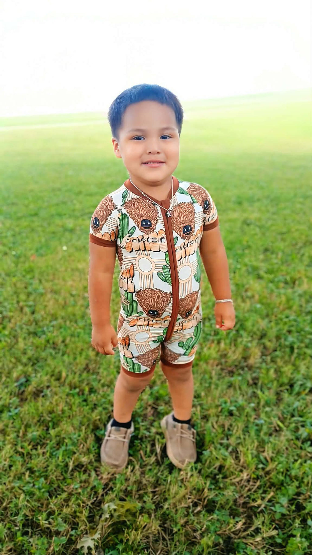 Cowboy Bamboo Shortie Romper (FINAL SALE)