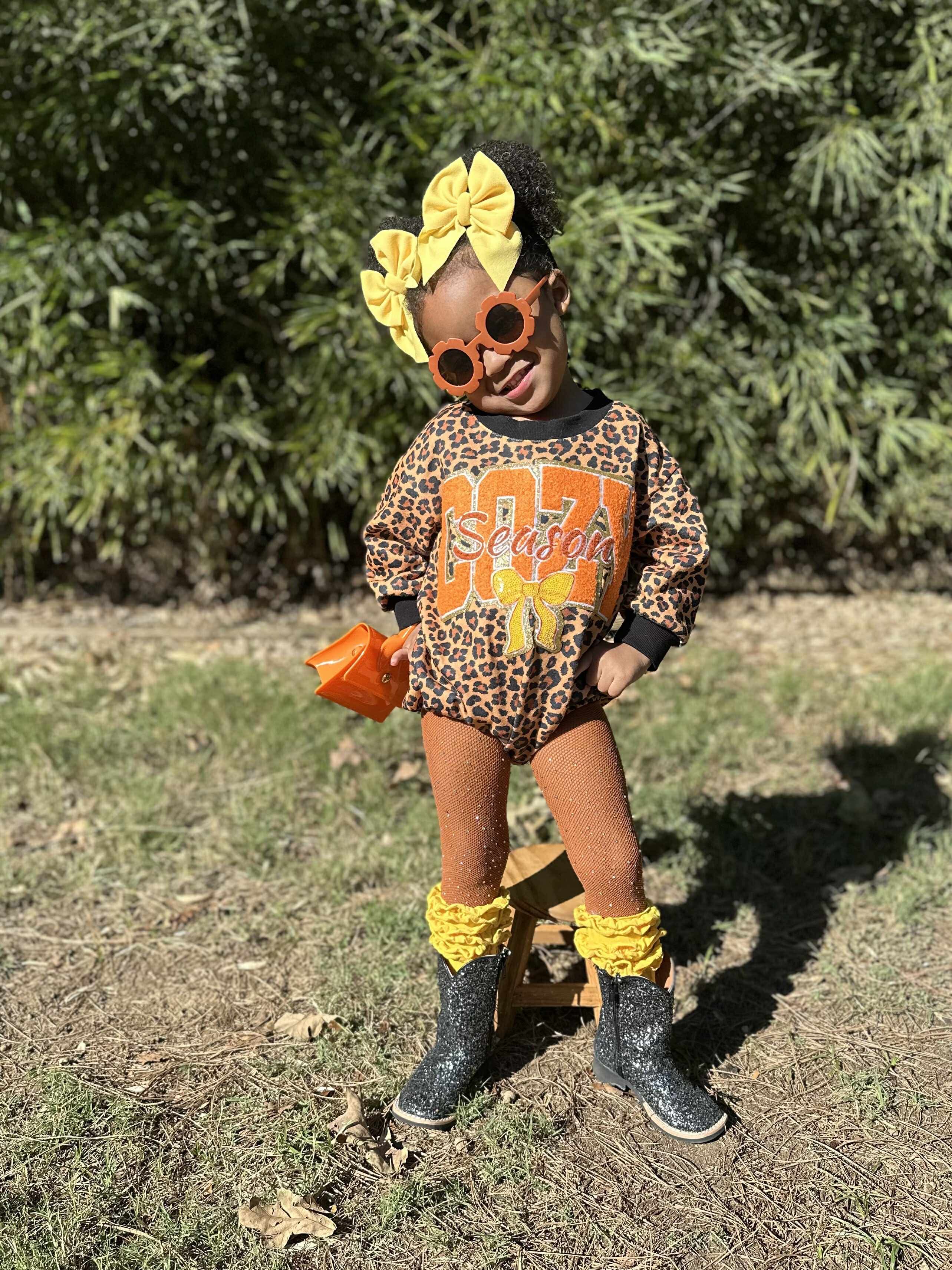 Cheetah Cozy Season Bubble Romper