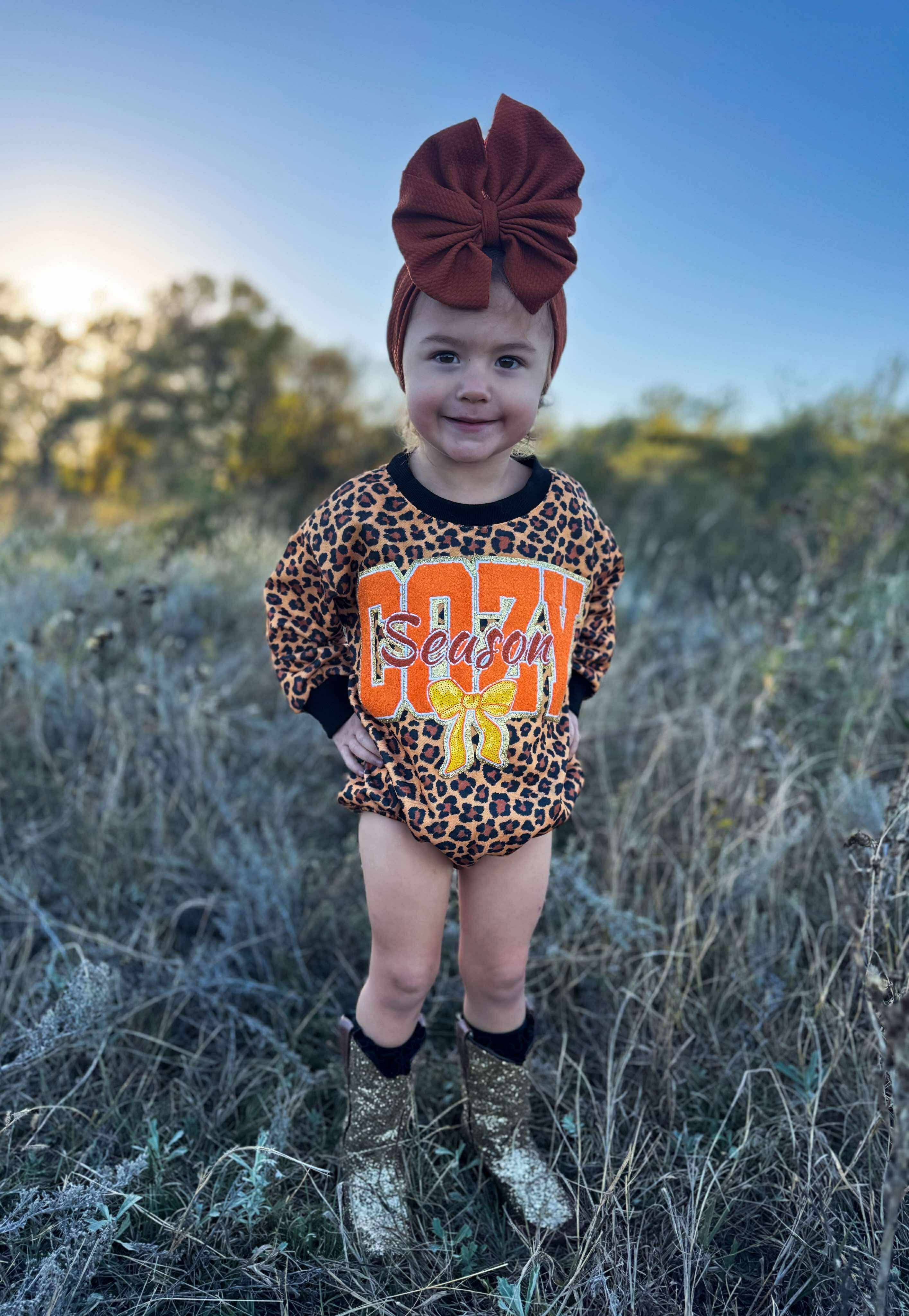 Cheetah Cozy Season Bubble Romper
