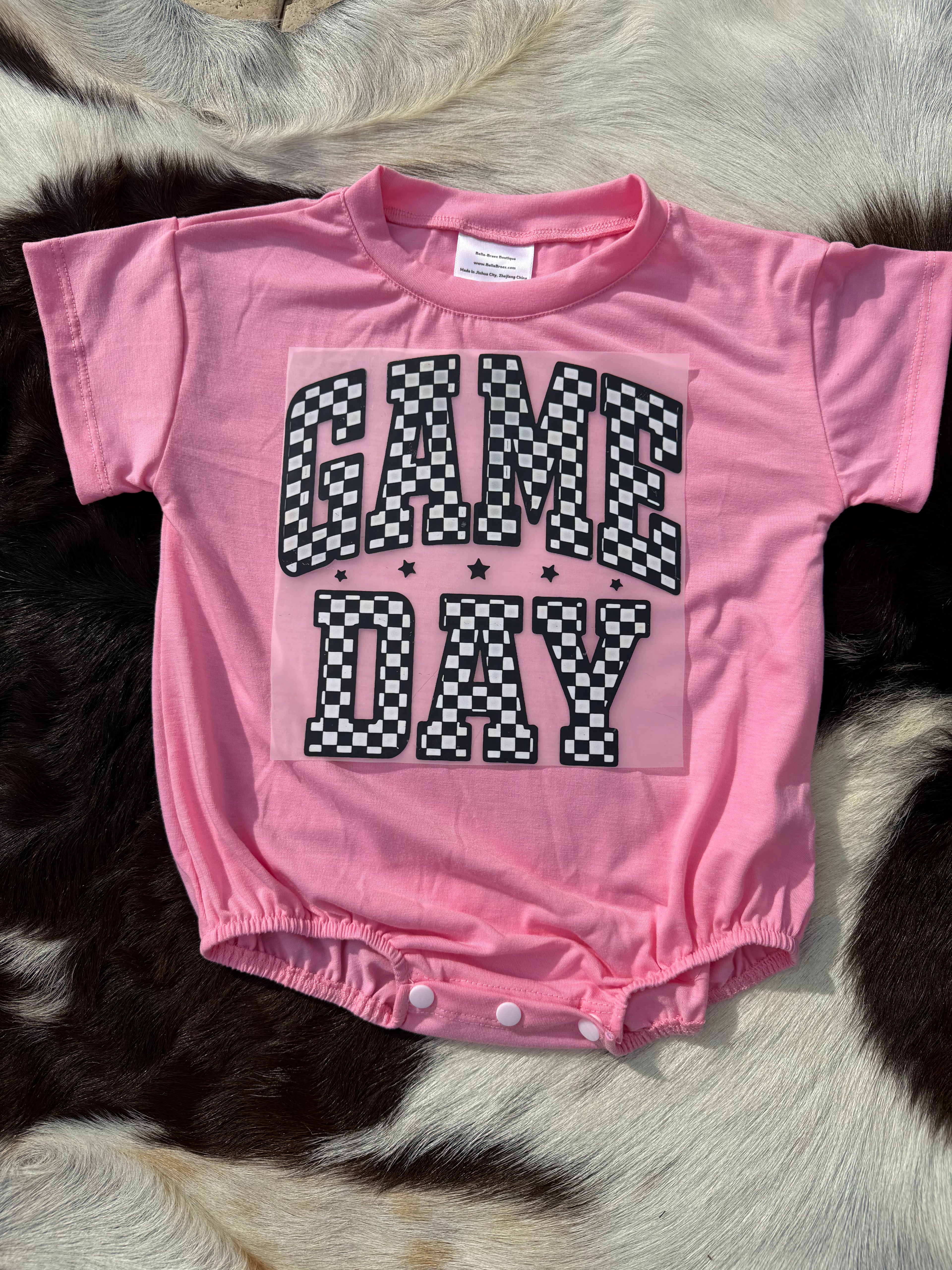 Checkered game day bubble romper (10 color options)
