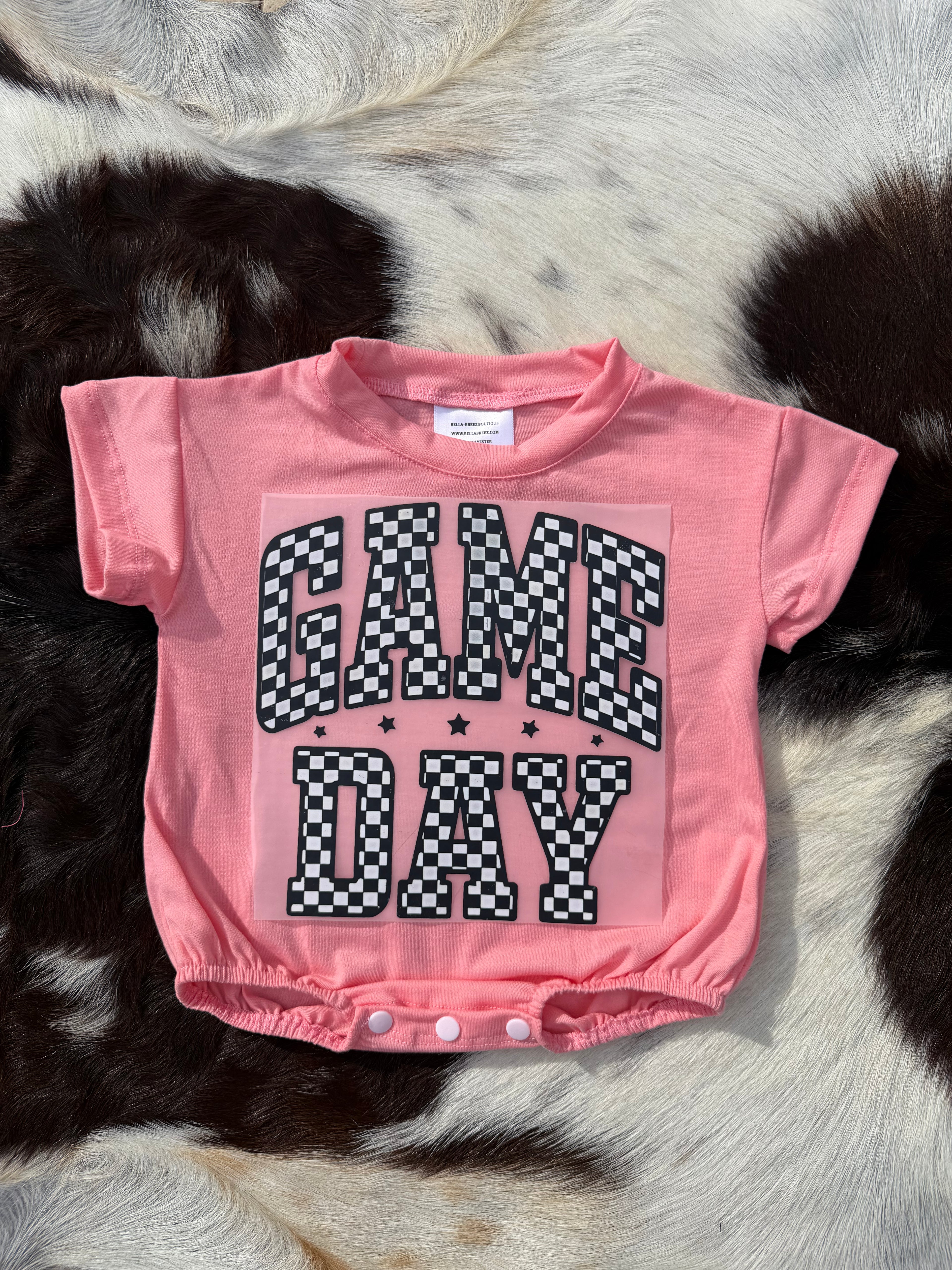 Checkered game day bubble romper (10 color options)
