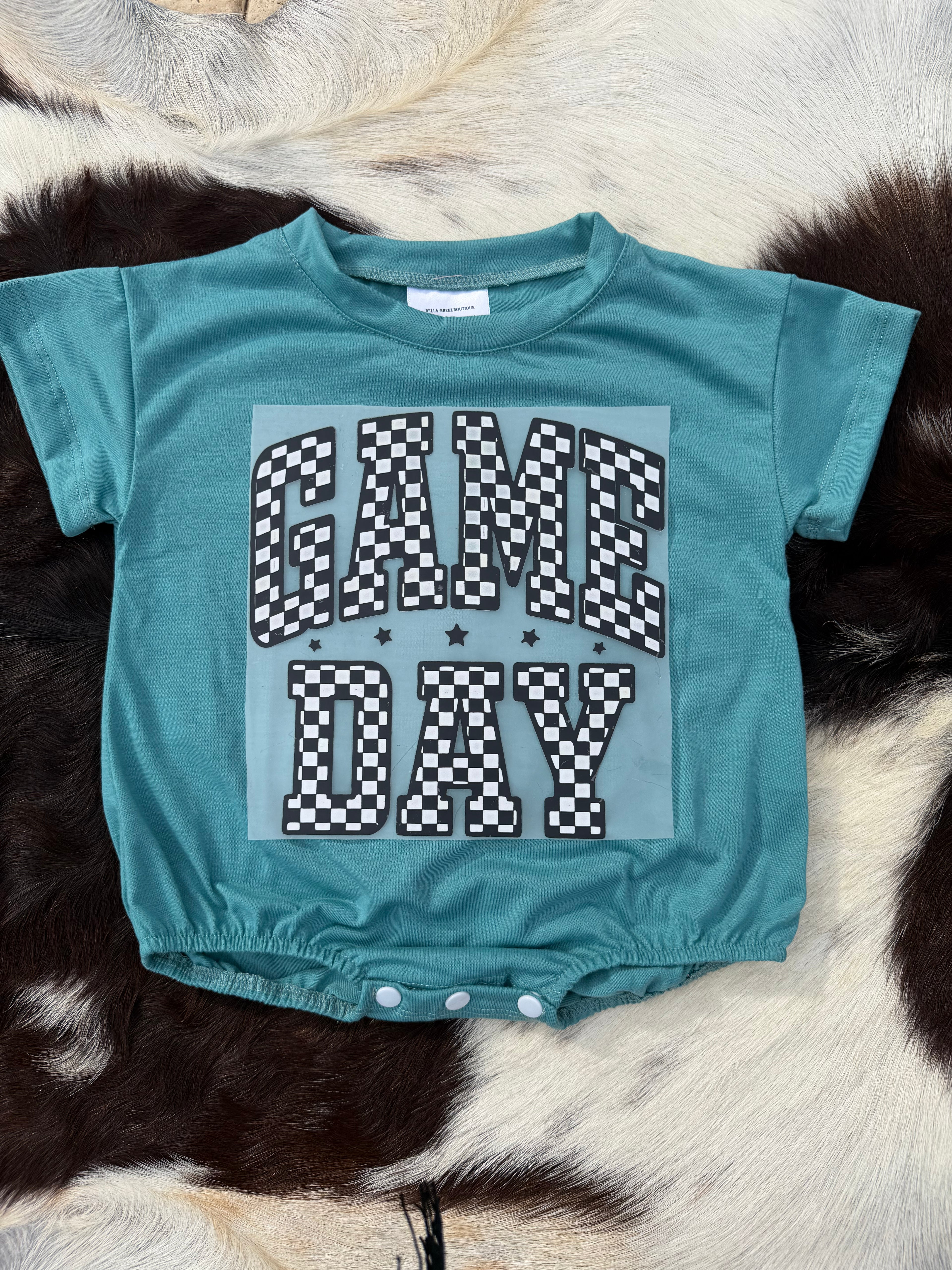Checkered game day bubble romper (10 color options)