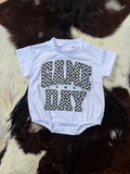 Checkered game day bubble romper (10 color options)