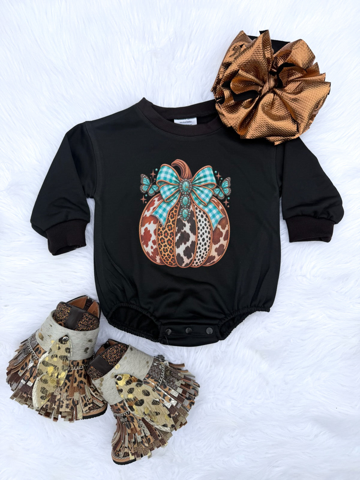 Western Pumpkin Bubble Romper