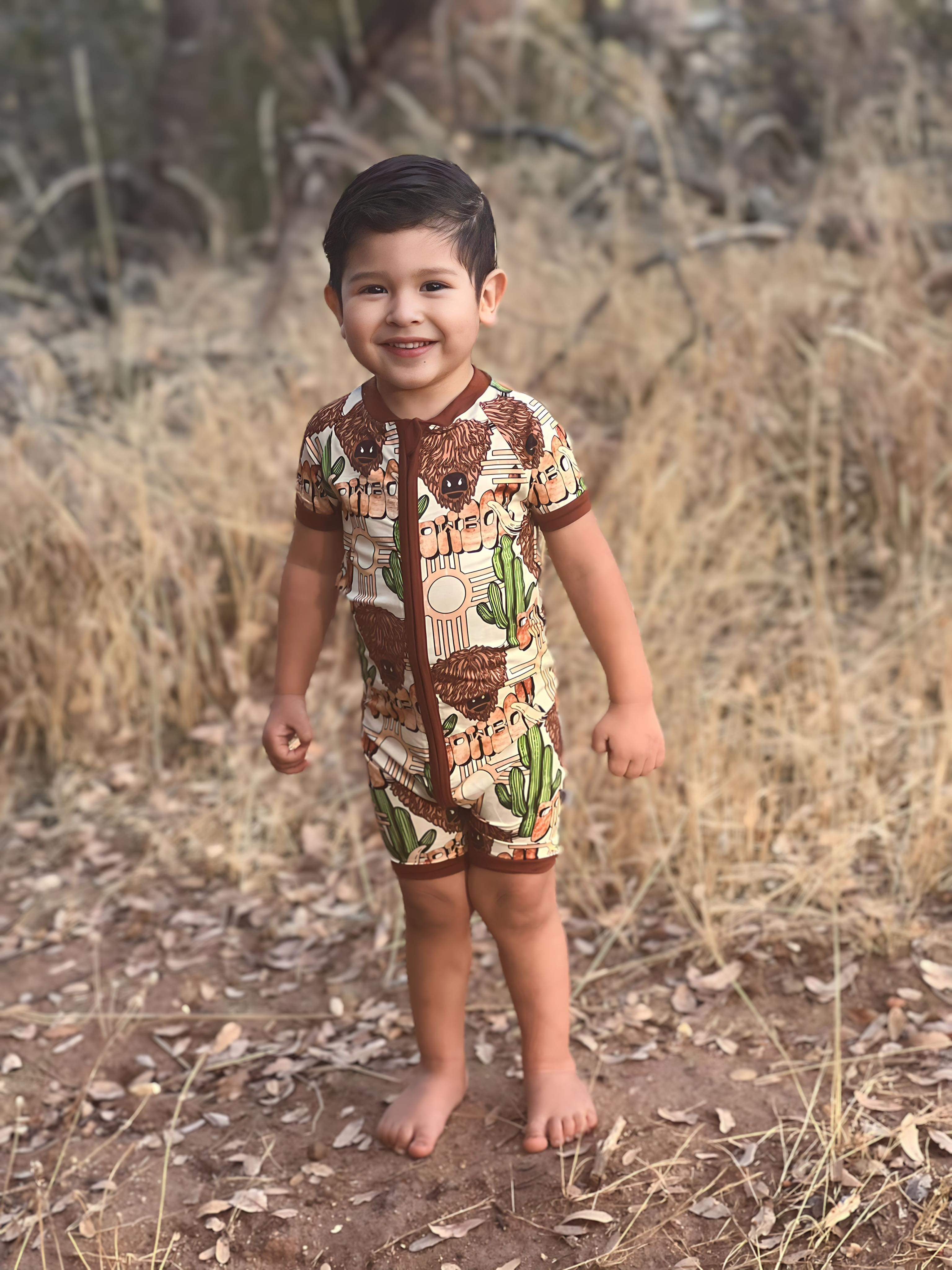 Cowboy Bamboo Shortie Romper (FINAL SALE)