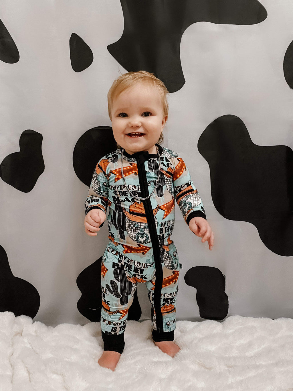 12/18 Months Cow Print is the New Black Bamboo Sleeper (FINAL SALE)