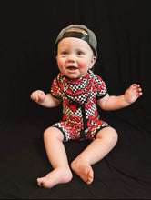 Load image into Gallery viewer, Checkered Heart Breaker Bamboo Shortie Romper

