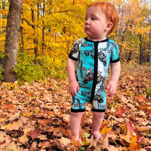 Load image into Gallery viewer, Dirt bike Bamboo Shortie Romper
