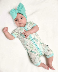 Blue Bunnies Bamboo Shortie Romper