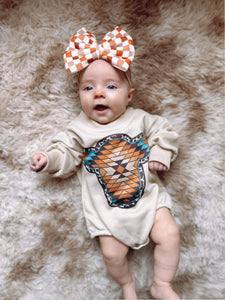 Cow Head oversized romper (tan, 2 color options)