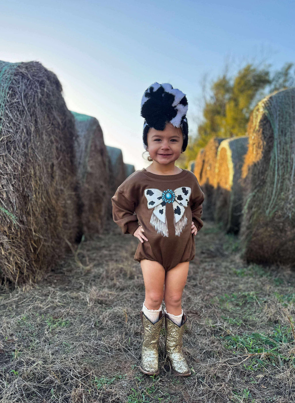 Cowgirl Bow Bubble Romper