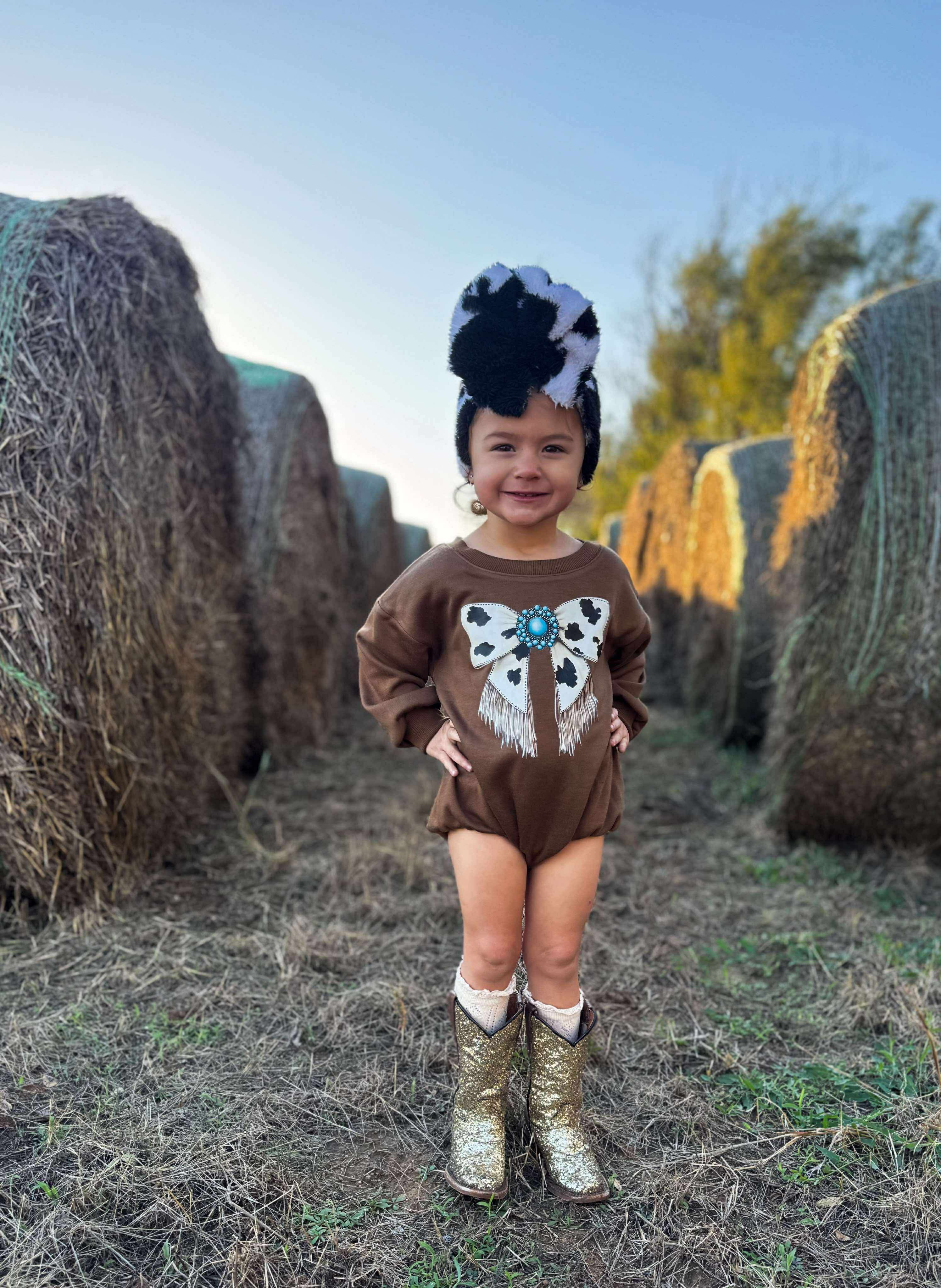 Cowgirl Bow Bubble Romper