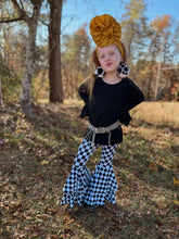 Load image into Gallery viewer, Back in Black ruffle top
