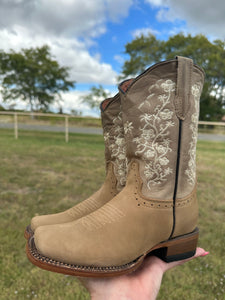 Tan with floral boots