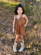 Load image into Gallery viewer, Tan Studded Fringe Rompers
