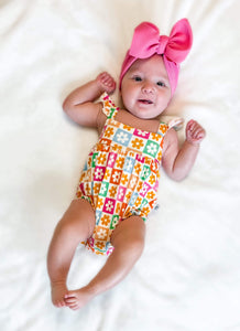 Checkered Floral Bamboo Romper