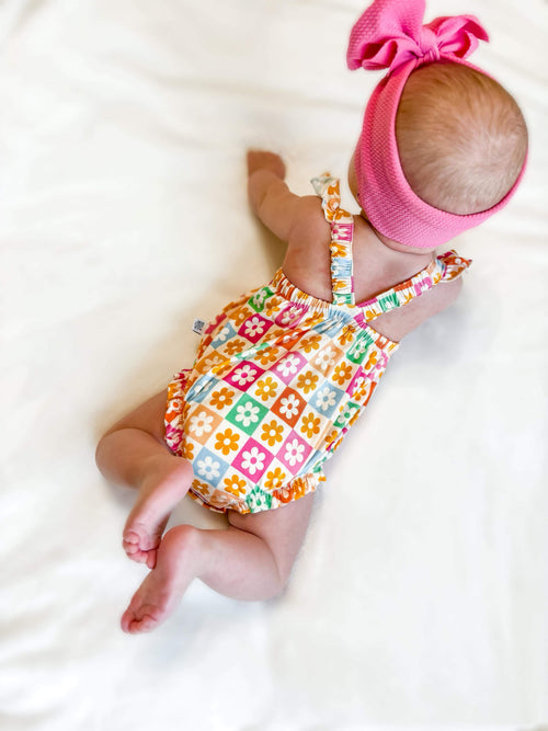 18/24 Months Checkered Floral Bamboo Romper (FINAL SALE)