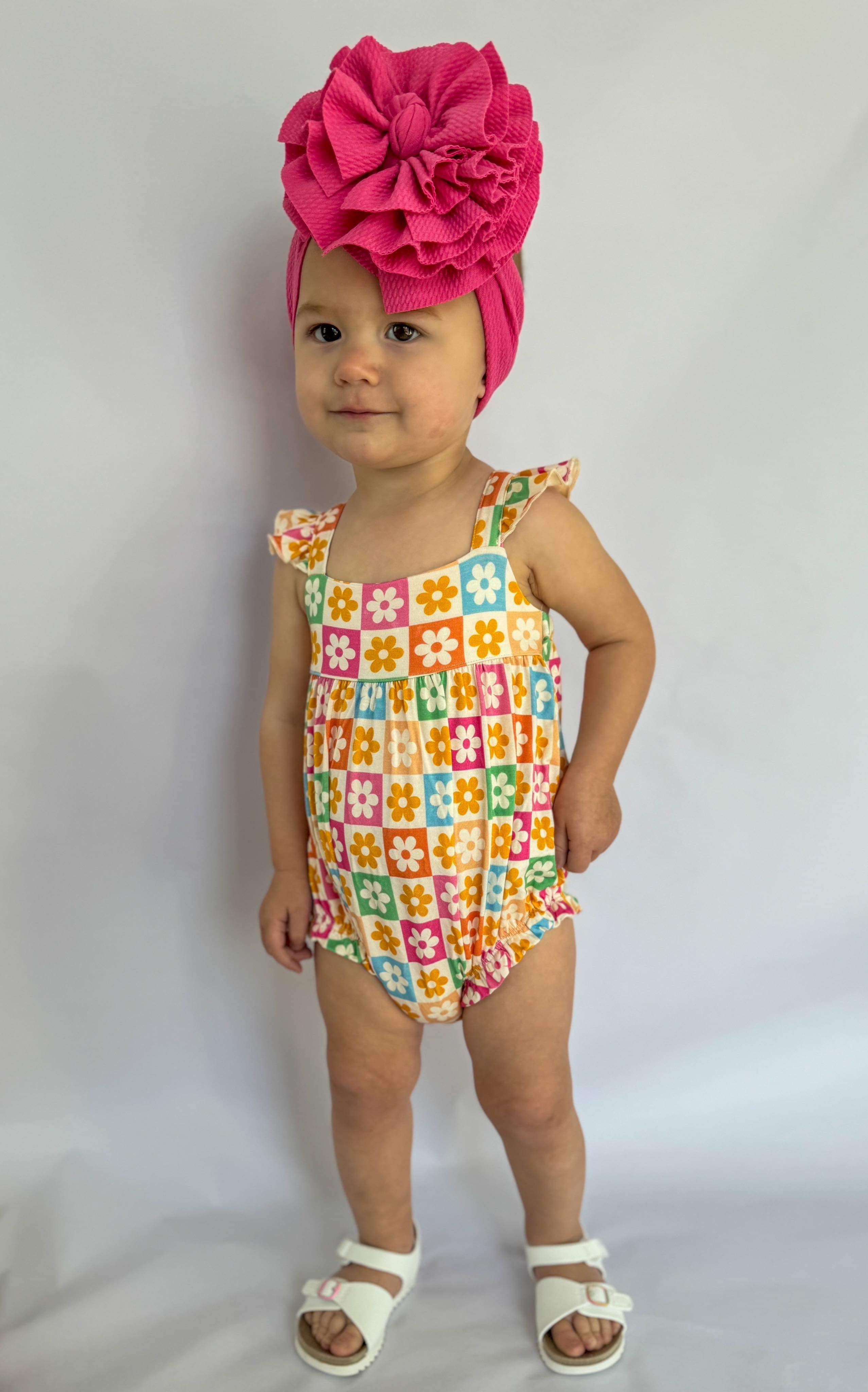 Checkered Floral Bamboo Romper (FINAL SALE)
