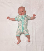 Load image into Gallery viewer, Blue Bunnies Bamboo Shortie Romper
