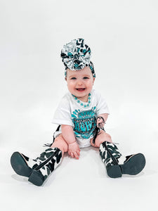 Turquoise Howdy oversized t-shirt romper (FINAL SALE)