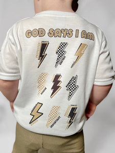 Lightning Bolt God Says I Am T-Shirts & Onesies