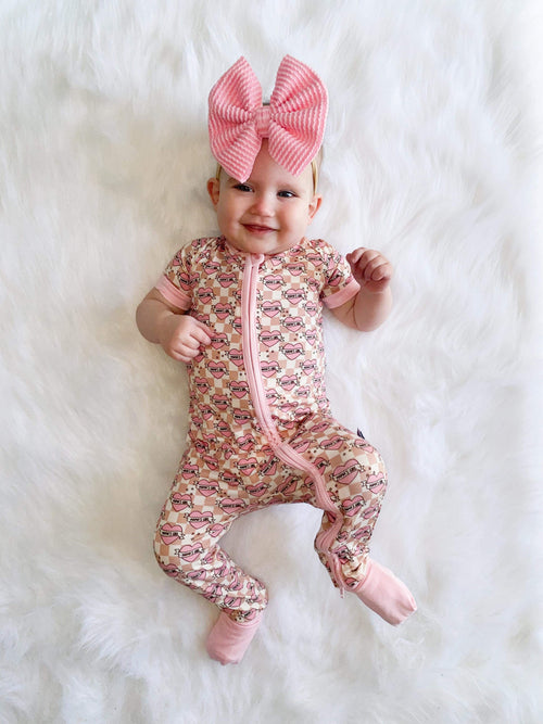 12/18 Months Checkered Mama's Girl Short Sleeve Bamboo Sleeper (FINAL SALE)
