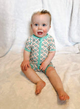 Load image into Gallery viewer, Checkered Mama&#39;s Boy Bamboo Shortie Romper
