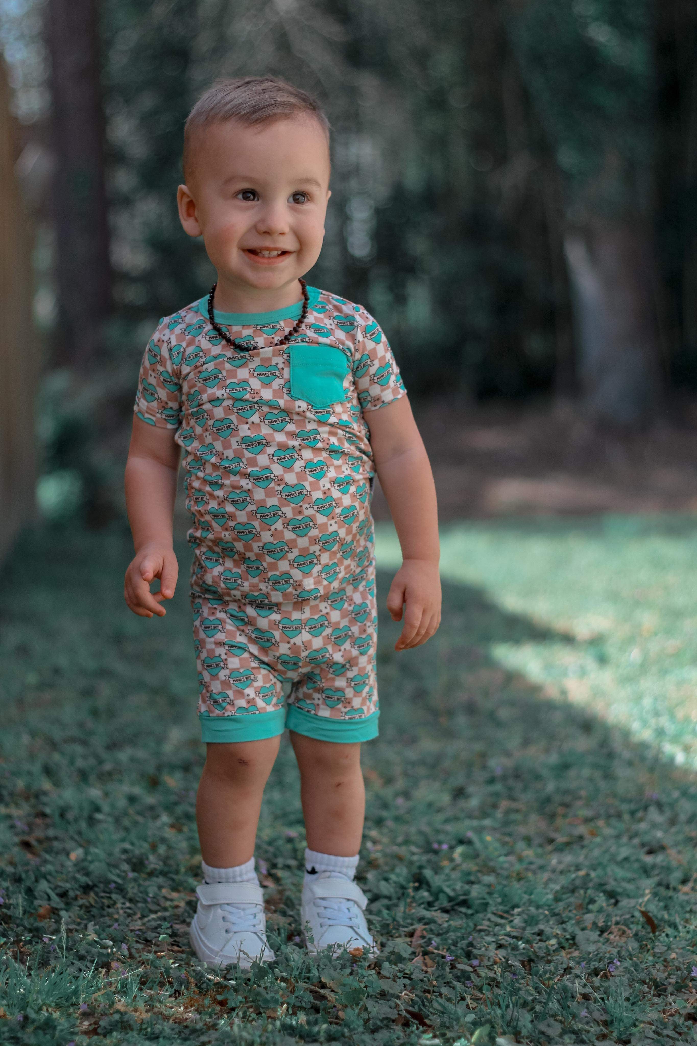 Checkered Mama's Boy Bamboo Short Set (FINAL SALE)