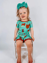 Load image into Gallery viewer, Teal Cow Bamboo Short Set
