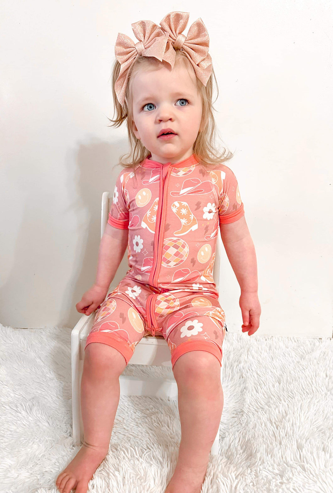 Peach Cowgirl Bamboo Shortie Romper