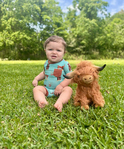 Teal Cow Bamboo Short Set