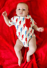 Load image into Gallery viewer, Patriotic Bolts Bubble Romper
