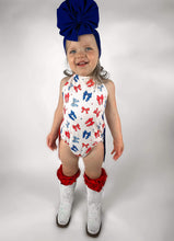 Load image into Gallery viewer, Patriotic Bows Fringe Romper
