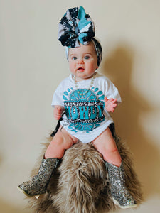 Turquoise Howdy oversized t-shirt romper (FINAL SALE)