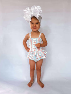 3/6 Months Red, White & Cute Ruffled Swim Suit (FINAL SALE)