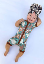 Load image into Gallery viewer, Cow Tag Bamboo Shortie Romper
