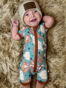 Cow Tag Bamboo Shortie Romper