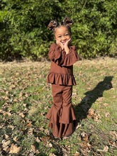 Load image into Gallery viewer, Chocolate Brown Ruffled Sleeve Top
