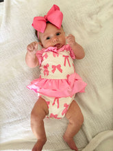 Load image into Gallery viewer, Pink Bows Ruffled Swim Suit
