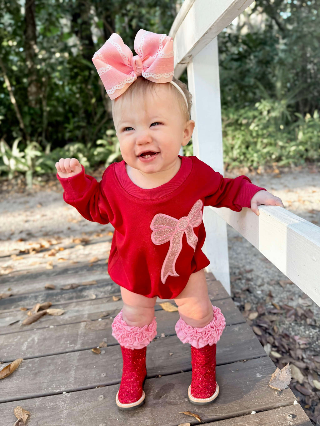 Bow patch bubble rompers (MULTIPLE OPTIONS)